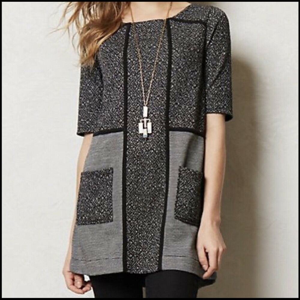 Anthropologie meadow rue textured grey shift dress